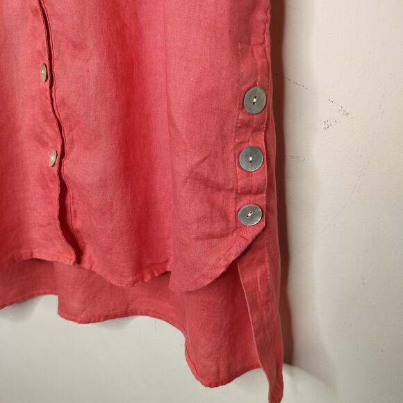 J. Jill Love Linen Sleeveless Shirt Button Up Hi Low Hem - Picture 4 of 8